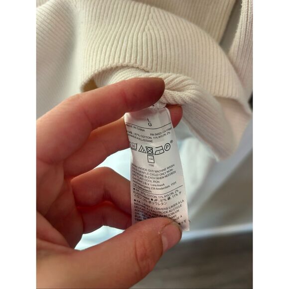 Banana republic sweater large white/ivory with cut out back cotton blend w flare - Picture 6 of 8